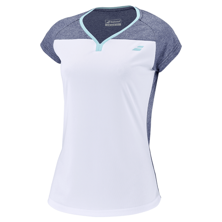 Babolat Women's Play Cap Sleeve Top White Blue Heather at £19.99 by Babolat